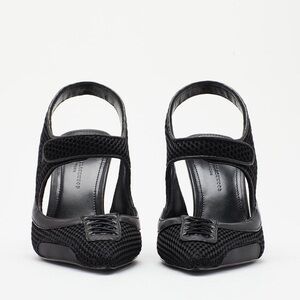Brandon Blackwood Black Mesh Slingback Heels